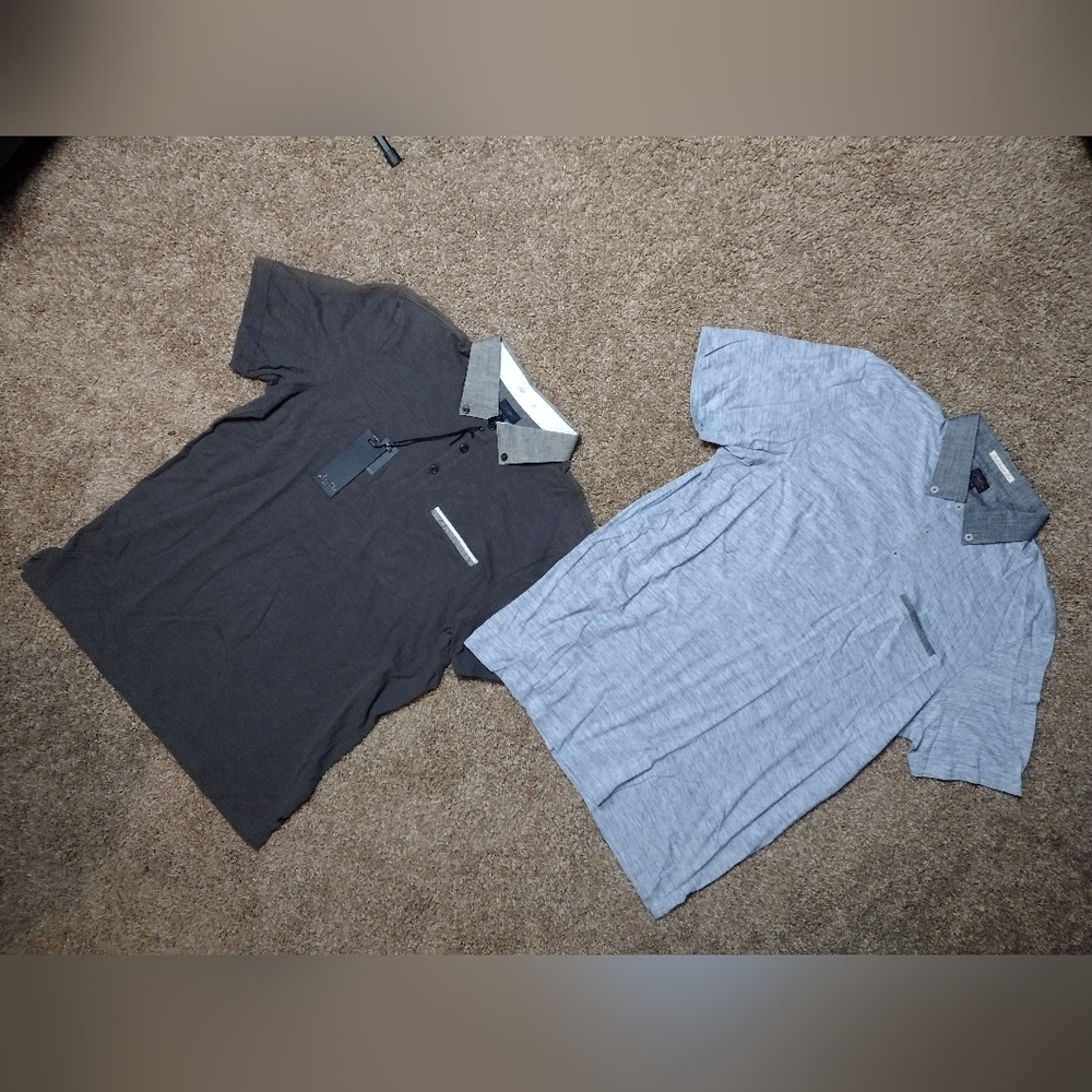 Good Man Brand Gray and Light Blue Polo Shirts NWT